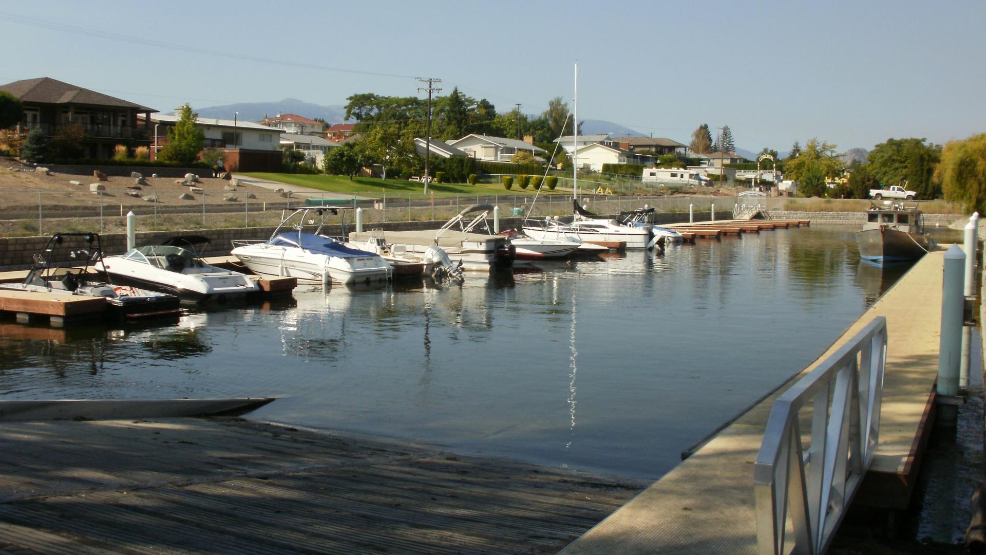 Boats parked in marina