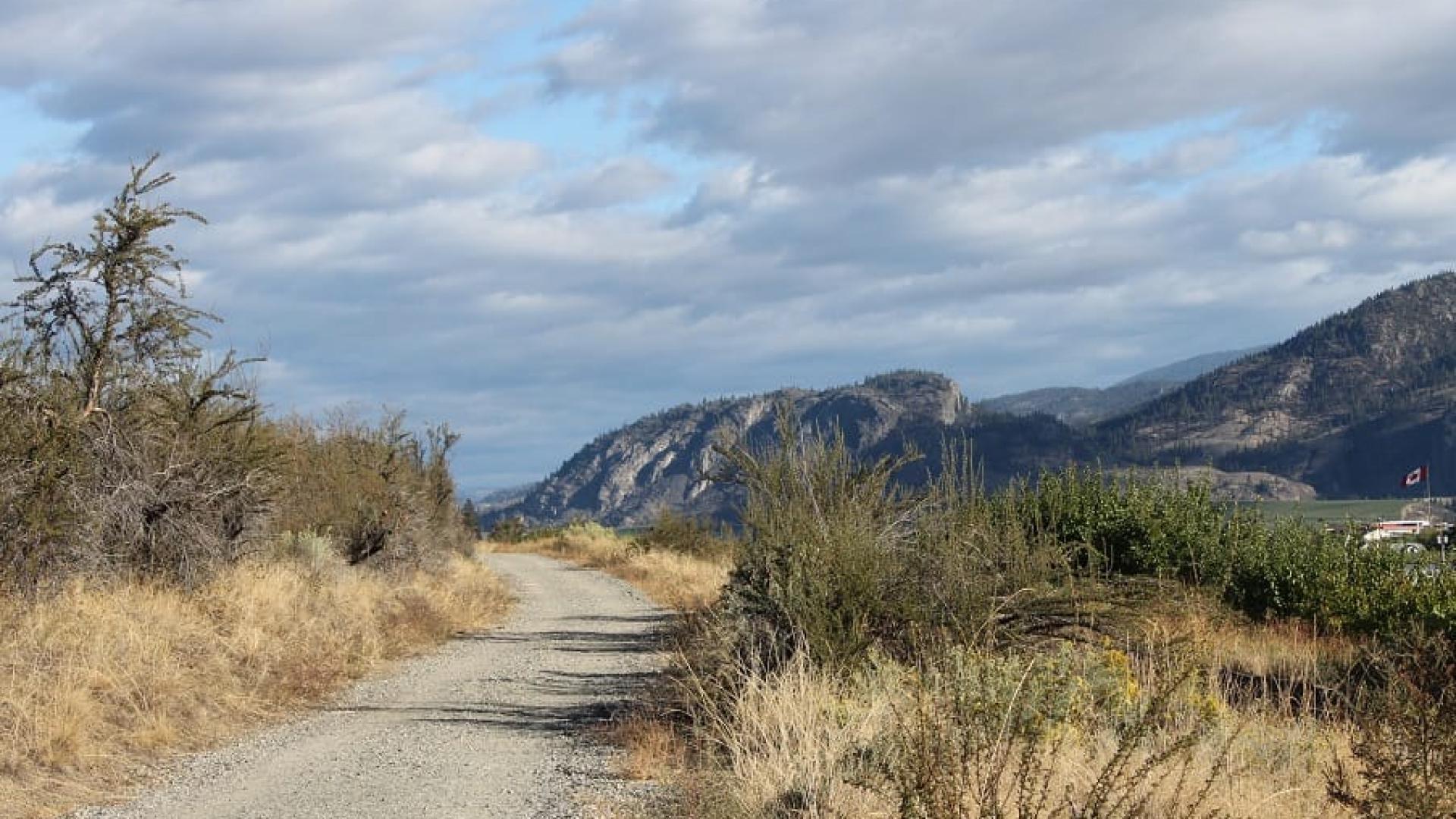 gravel trail with mountains