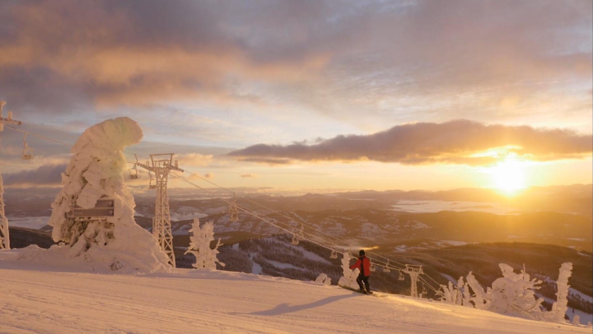 Skier on mountain top